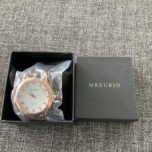 MENS, ROSE GOLD, BROWN LEATHER BAND, MREURIO WRISTWATCH, NIB.